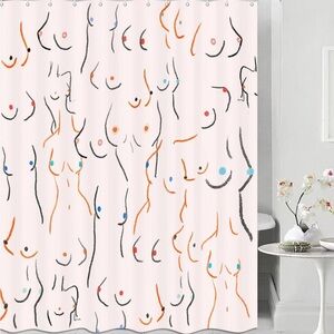 Artistic Nude Line Drawing Shower Curtain & “Get Naked” Bath Mat